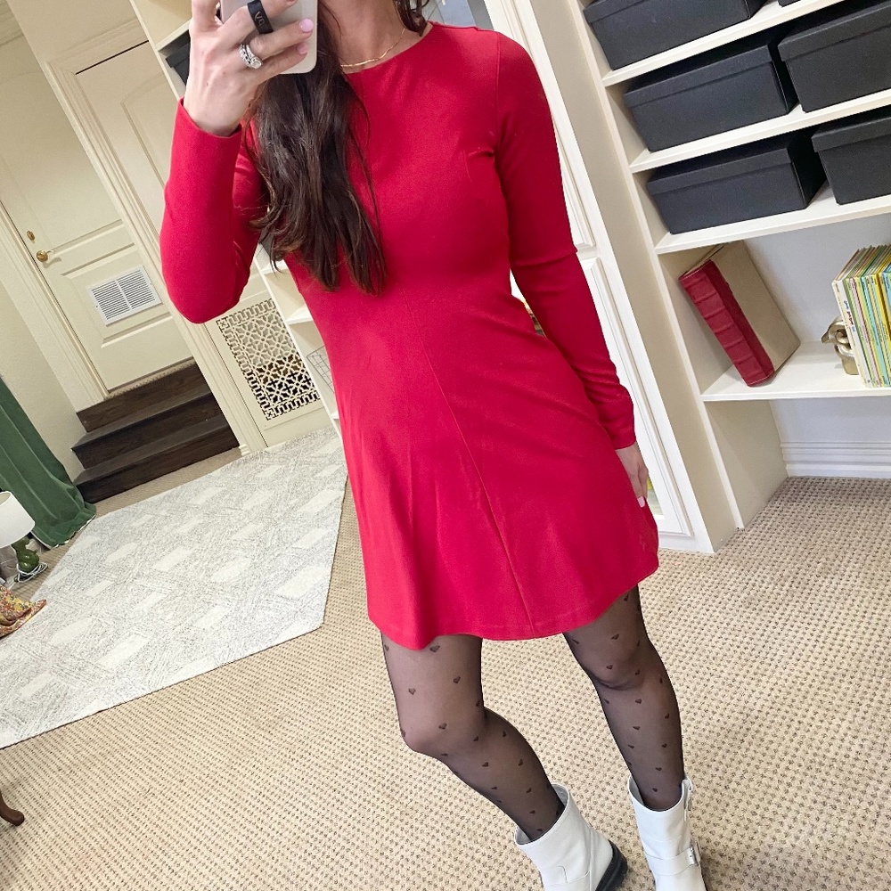 Amanda Uprichard Red Ponti Long Sleeve Dress size xs